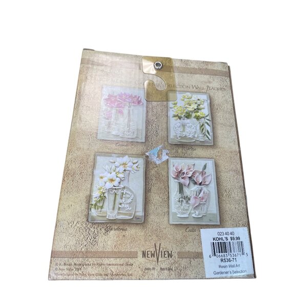 Cheri Blum 2003 VTG Set 4 7"x5.5" floral 3D Resin Wall Plaques SKU 9515 - Picture 8 of 11